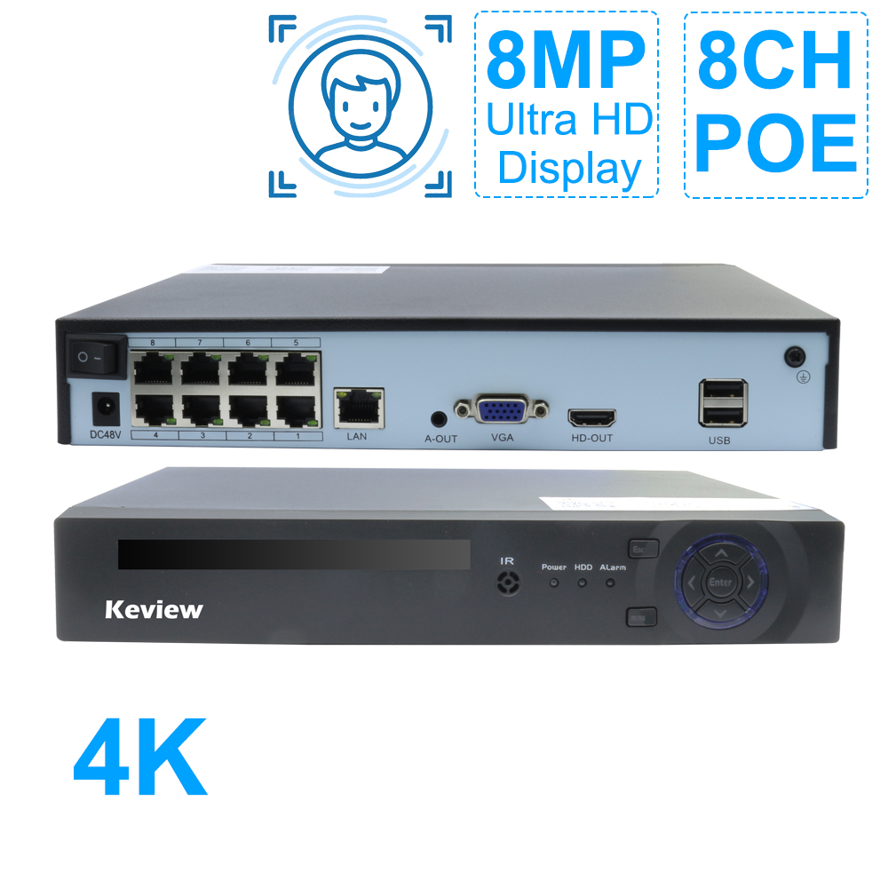 Home Security Camera - Keview H.265 4/8CH POE NVR 8MP