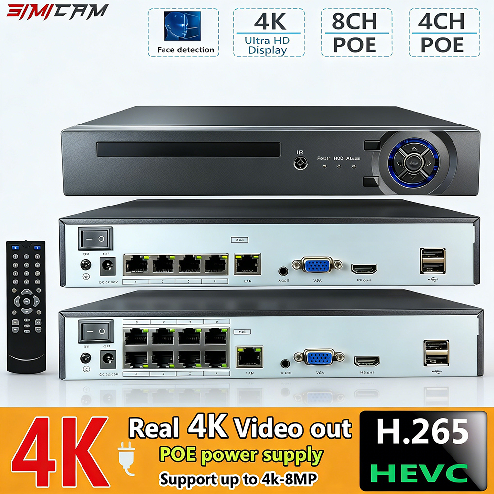 Home Security Camera - 4K 10CH NVR 4/8Port POE For