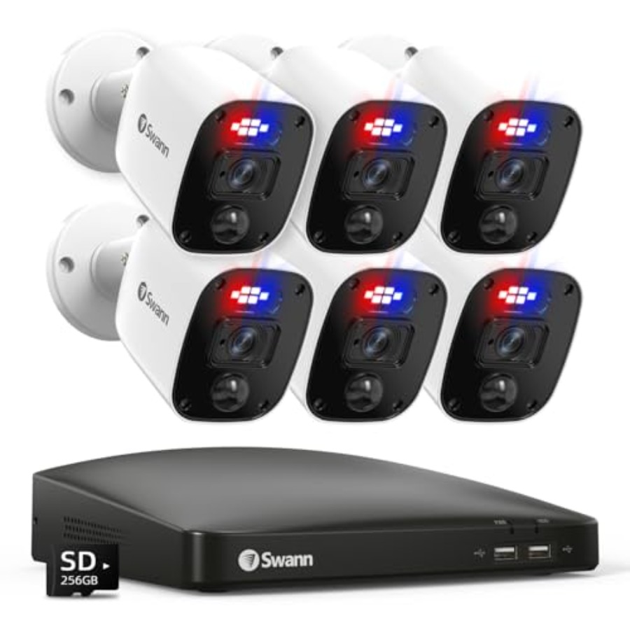 Home Security Kit With Camera - Home Security Camera System: 6-cam H.265