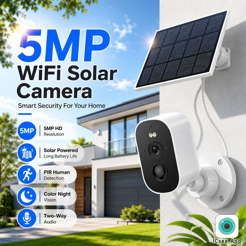 5MP WiFi Solar Security Camera - Home Security No Wifi のレビューと価格