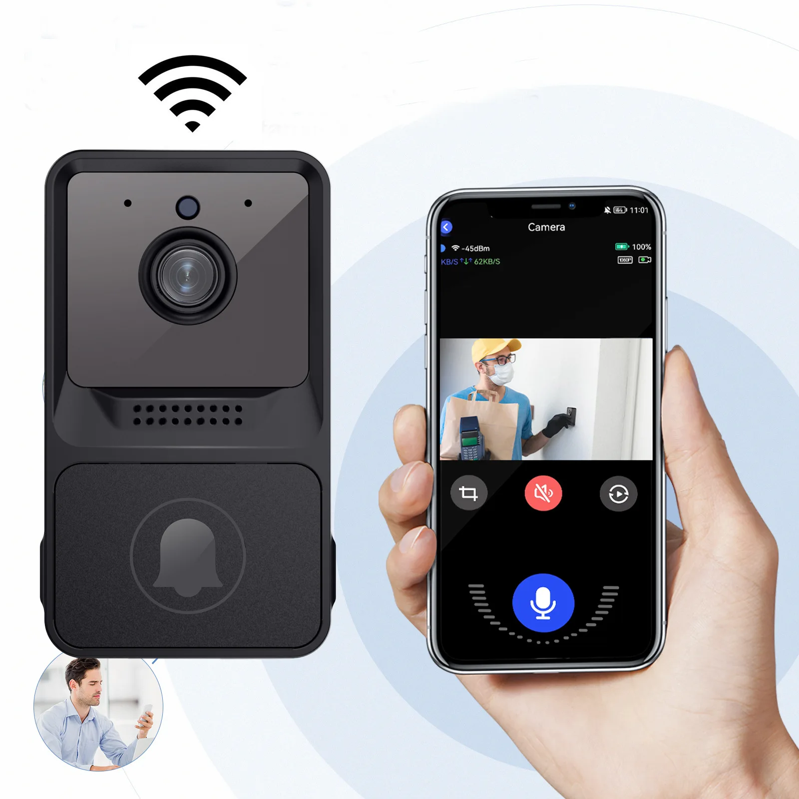 Wireless Doorbell Camera Wifi  - Home Security Ring Camera のレビューと価格