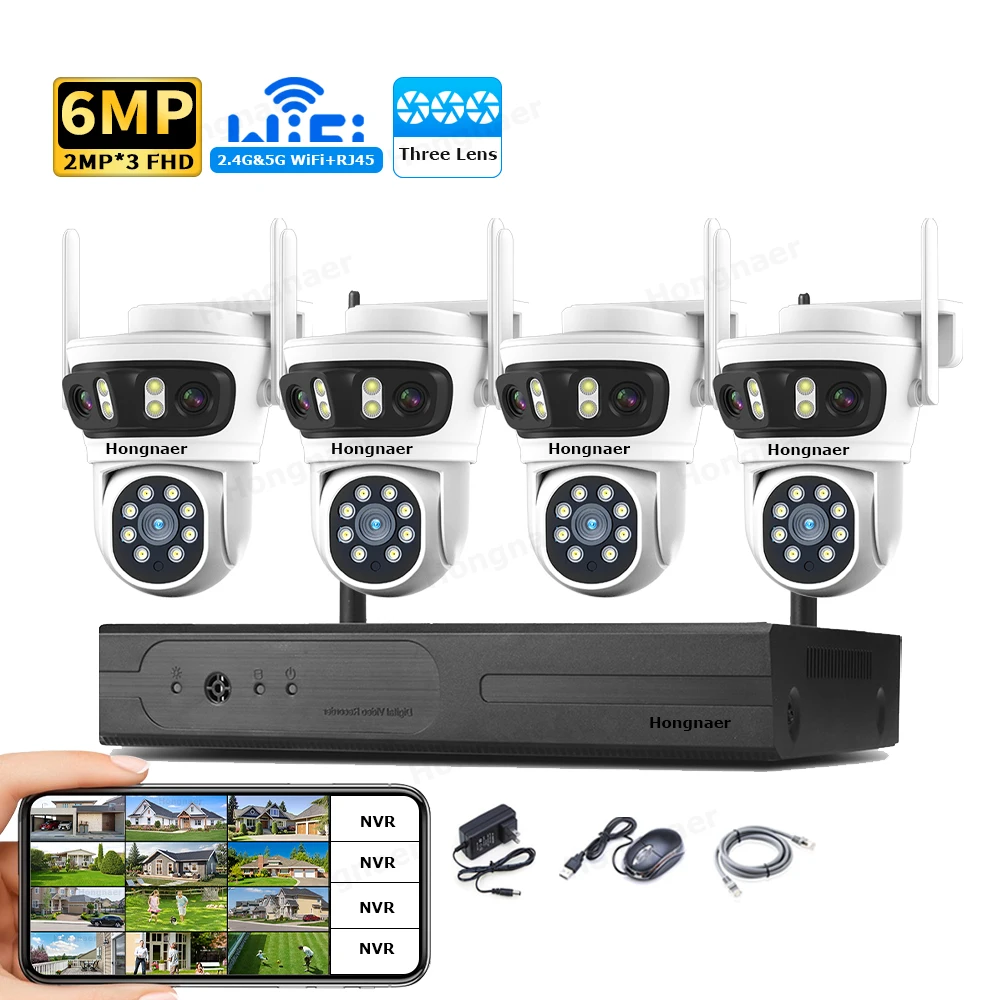 2026 Hongnaer 6MP 4CH 3 Lens 2 - Home Security Systems Wireless のレビューと価格