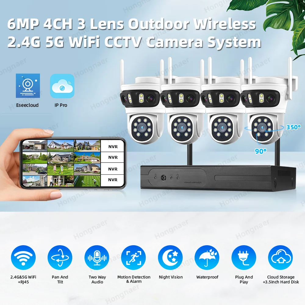 2026 Hongnaer 6MP 4CH 3 Lens 2 - Home Security Systems Wireless のレビューと価格