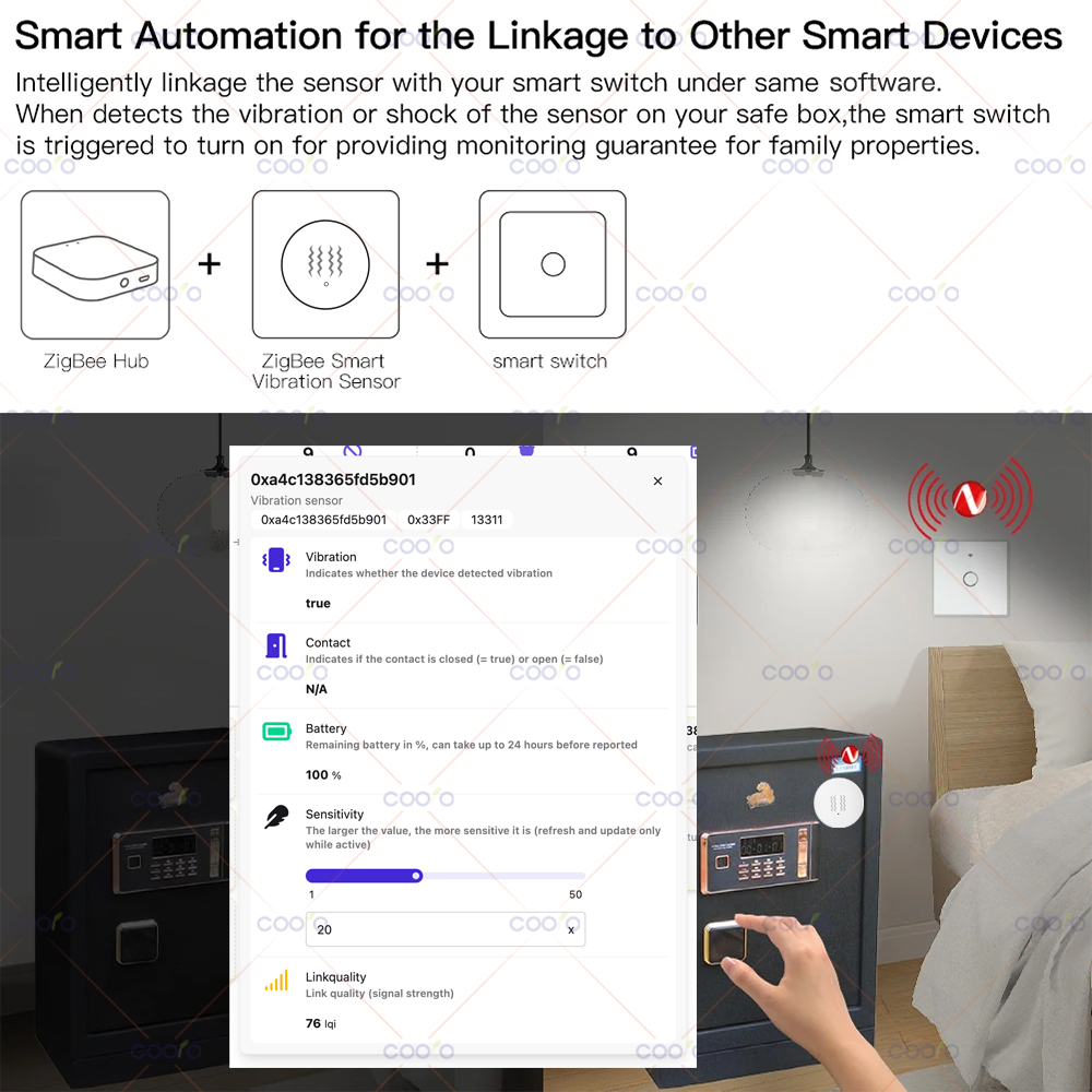 ZigBee 3.0 Vibration Sensor Re - Home Security Tools のレビューと価格