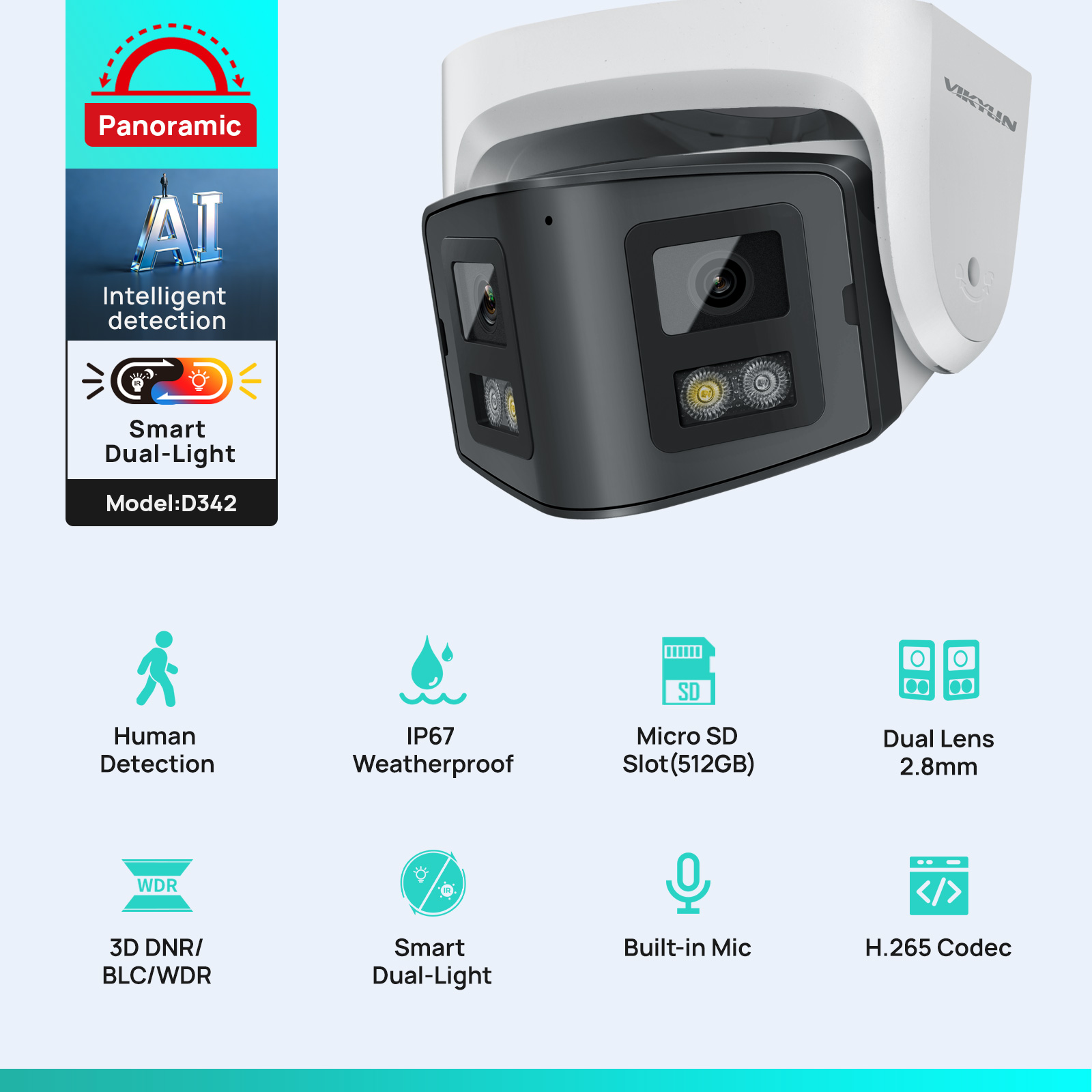 Vikylin 4MP Panoramic Dual Len - Home Security System Hikvision のレビューと価格
