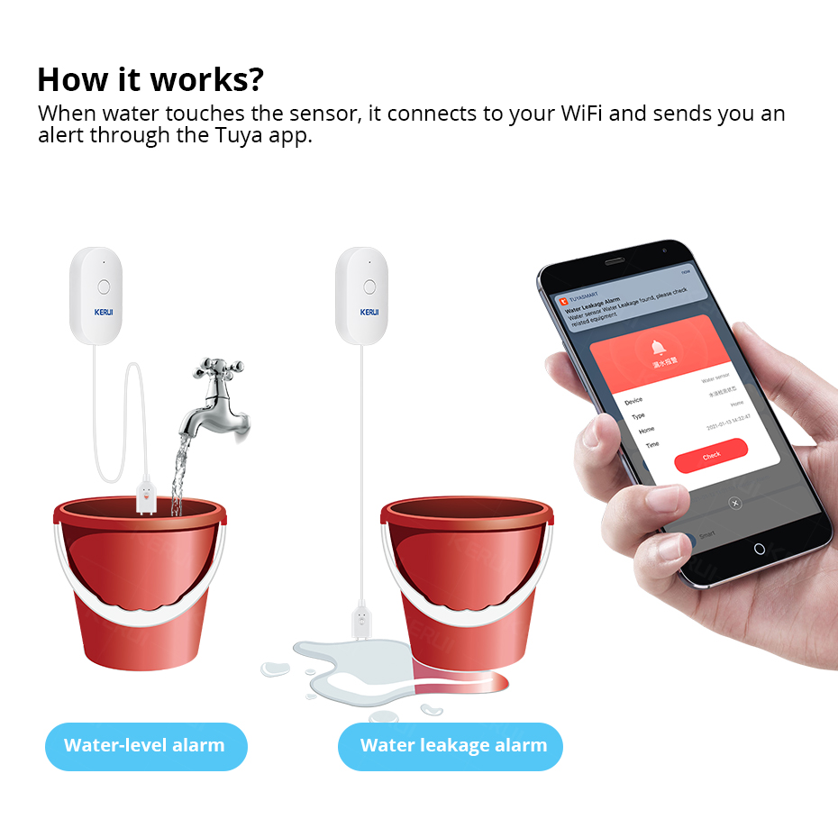 KERUI Smart  WiFi Water Sensor - Home Security And Monitoring のレビューと価格