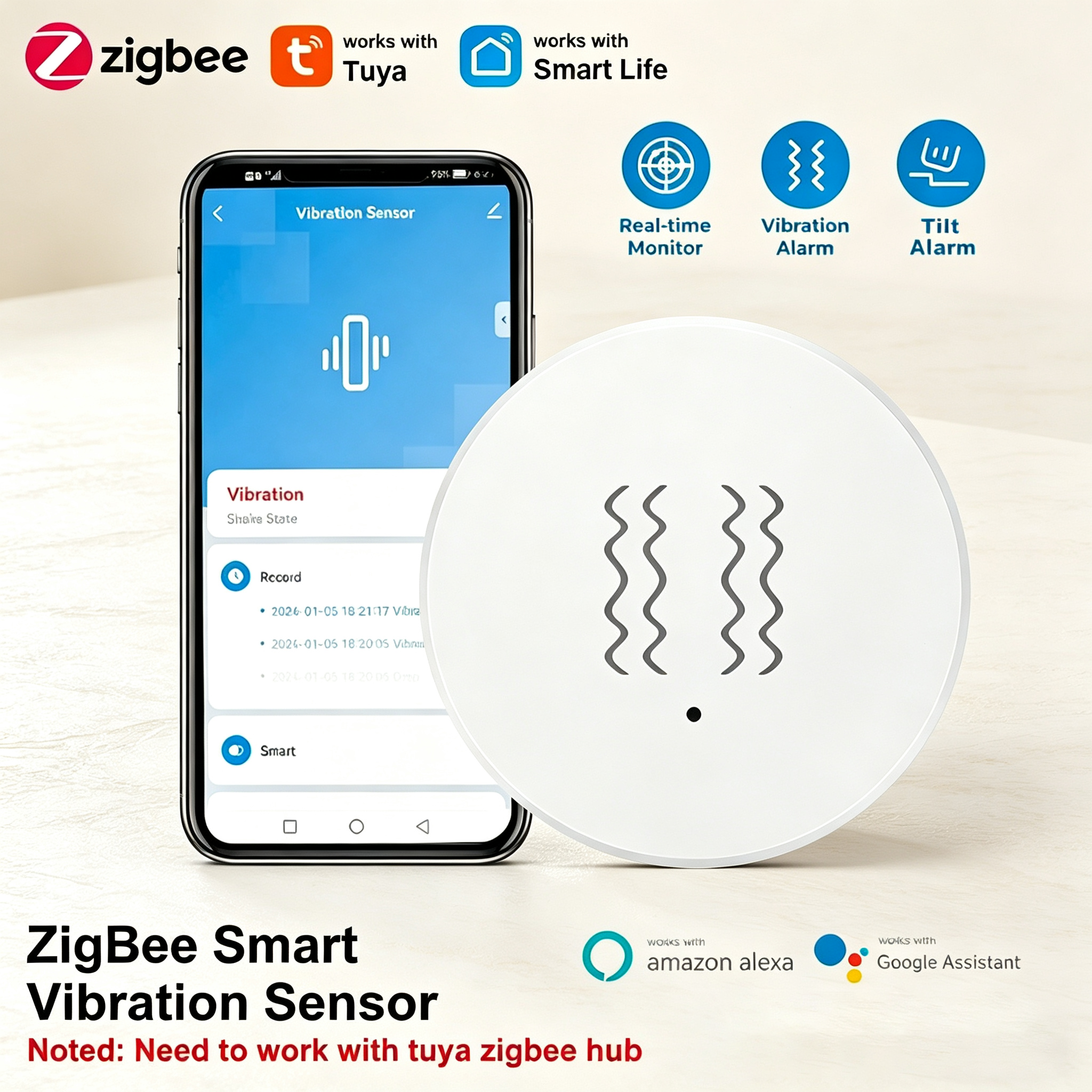 Tuya ZigBee Smart Vibration &  - Home Security Tools のレビューと価格