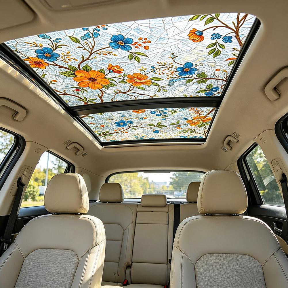 Floral Stained Glass Car Sunro - Home Security For Windows のレビューと価格