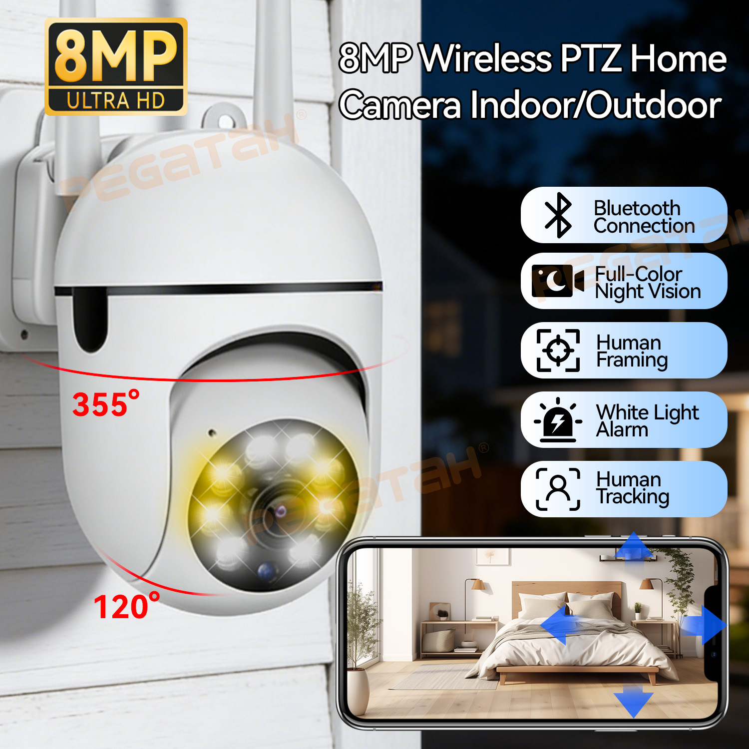 8MP 2.4G Wifi IP CCTV Camera C - Home Security Lights Outdoors のレビューと価格