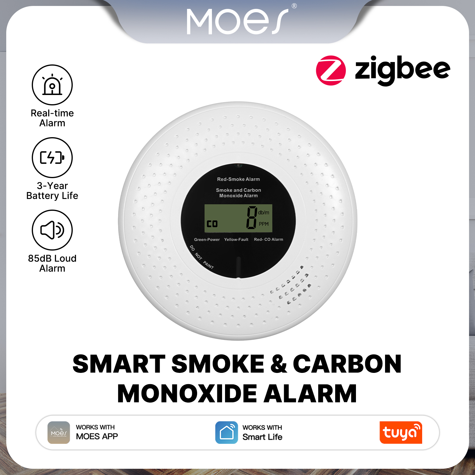 MOES Tuya Zigbee Smart Smoke C - Home Security And Monitoring のレビューと価格