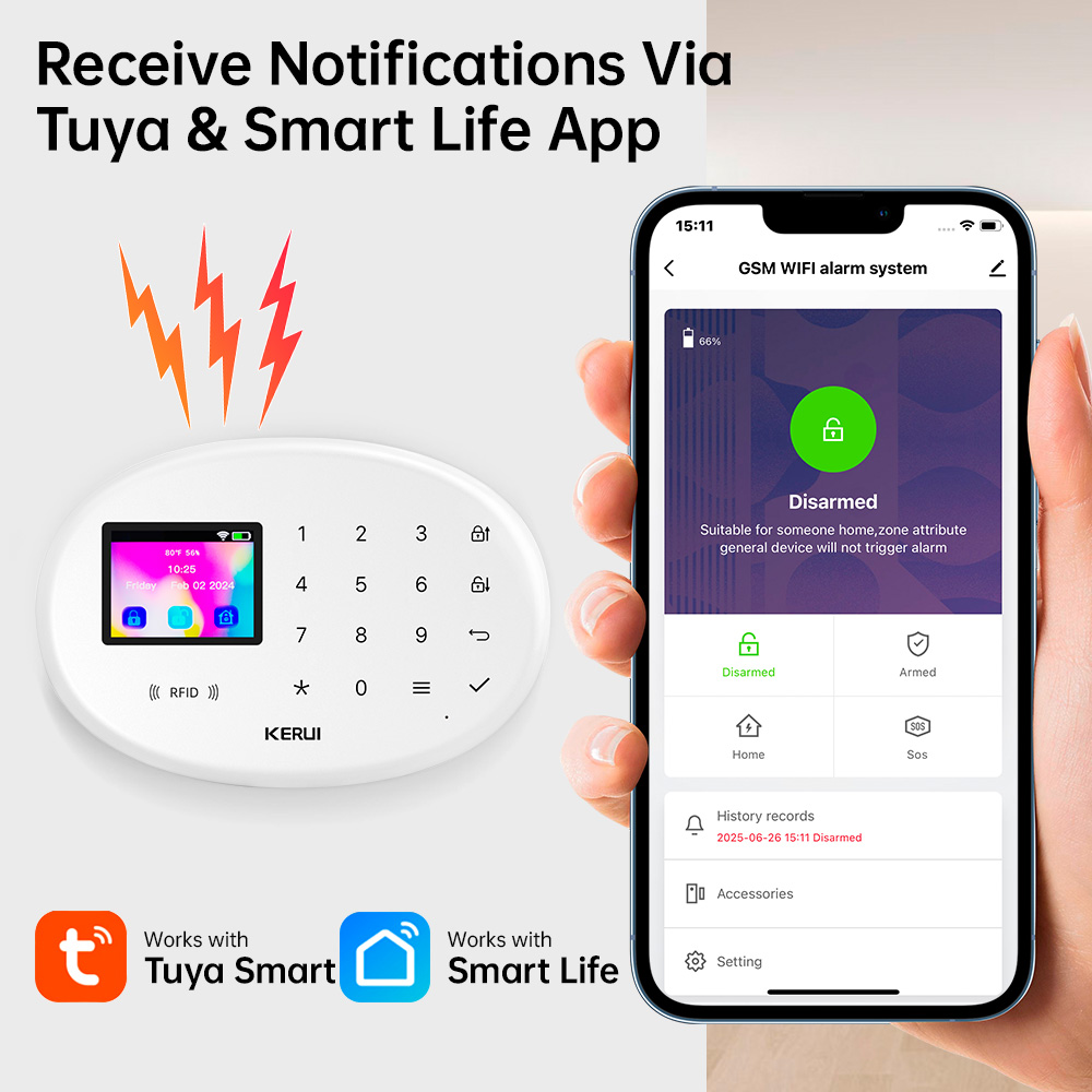 KERUI Tuya Wireless Home Alarm - Home Security No Wifi のレビューと価格