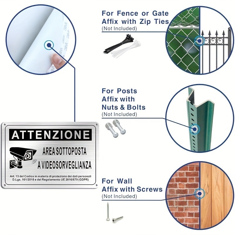 Italian Security Sign 20X30cm  - Home Security Camera のレビューと価格